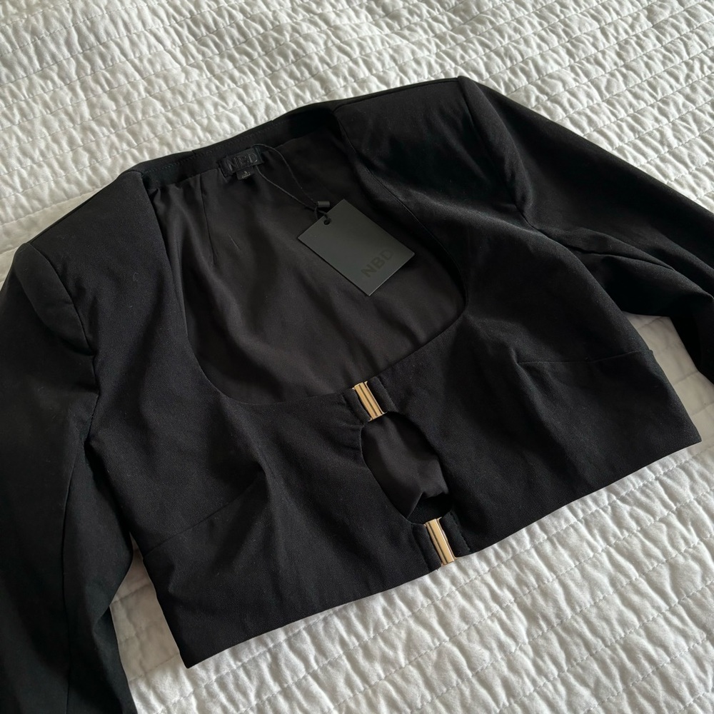 NBD Black Blazer Top